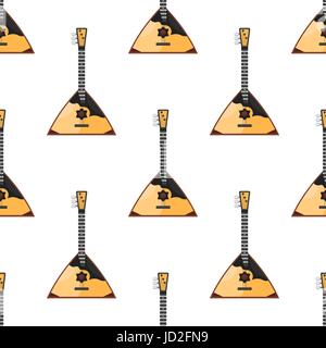 Télévision vecteur modèle homogène de style avec l'instrument de musique traditionnel russe balalaika sur fond blanc. Illustration de Vecteur