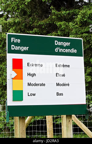 Signe de danger d'incendie définis à l'aide d'un indicateur de risque élevé. Banque D'Images
