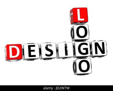 Mots croisés 3D Design Logo sur fond blanc Banque D'Images