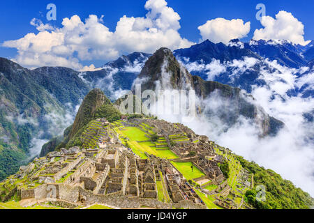 Machu Picchu, au Pérou. UNESCO World Heritage Site. L'une des nouvelles Sept Merveilles du Monde Banque D'Images