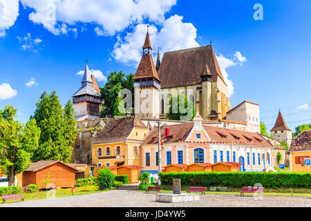 Biertan, Roumanie. Village Saxon avec l'église fortifiée de Transylvanie. Banque D'Images