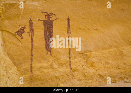 Shaman squelette, chef de Sinbad le pictogramme de bord, San Rafael Swell, Utah, USA Banque D'Images