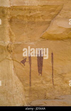 Shaman squelette, chef de Sinbad le pictogramme de bord, San Rafael Swell, Utah, USA Banque D'Images