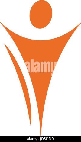 Couleur orange abstract isolé corps humain en mouvement sur fond blanc Logo silhouette vector illustration Illustration de Vecteur
