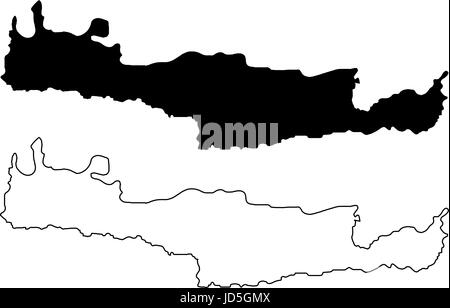 Carte Crète vector illustration, croquis Gribouillage à l'île de Crète Illustration de Vecteur