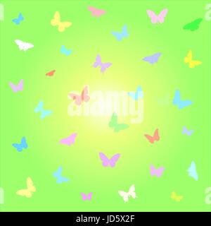 Papillon coloré lumineux vert d'été Illustration de Vecteur