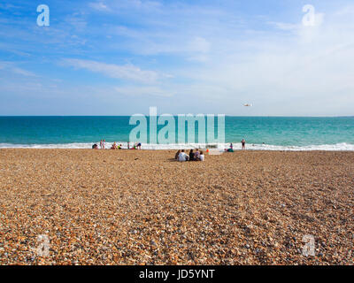 La fenaison island beach, avec vue sur le Solent et la manche Banque D'Images