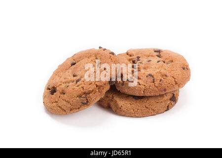 Chocolate chip cookie sur blanc, isolated on white Banque D'Images