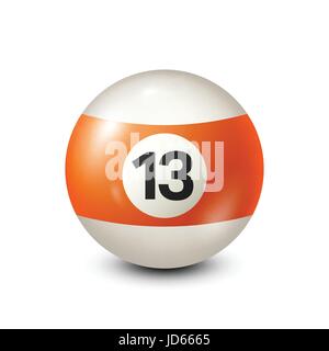 ,Billard pool ball orange avec numéro 13.Snooker. Fond transparent.Vector illustration. Illustration de Vecteur