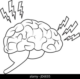 Résumé Les cérébraux stroke cartoon vector illustration avec point rouge vagues, concept de logo médicale, maladie du cerveau, symbole du cancer, maladie scan modèle plat isolé sur fond Illustration de Vecteur