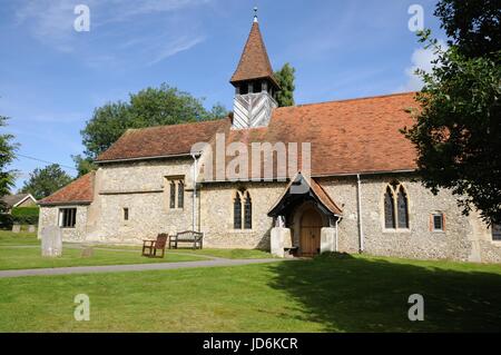 St Bartholomew Church, Wigginton, Hertfordshire,, possède une nef, le chœur, la chapelle de Weedon à l'ouest de la nef qui a été ajouté au xve siècle, Banque D'Images