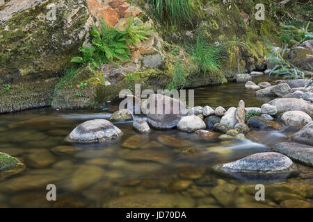 Le petit côté d'ondulation de l'eau de la rivière Ardèche en France Banque D'Images