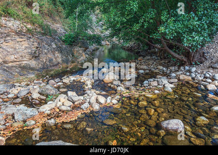 Le petit côté d'ondulation de l'eau de la rivière Ardèche Banque D'Images