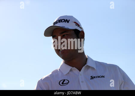 Erin, Wisconsin, USA. 18 Juin, 2017. Hideki Matsuyama (JPN) Golf : Hideki Matsuyama du Japon au 18e trou lors de la ronde finale de la 117e US Open Championship à Erin Hills Golf Course, à Erin, Wisconsin, United States . Credit : Koji Aoki/AFLO/Alamy Live News Banque D'Images