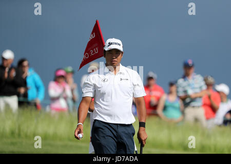 Erin, Wisconsin, USA. 18 Juin, 2017. Hideki Matsuyama (JPN) Golf : Hideki Matsuyama du Japon au 11e trou lors de la ronde finale de la 117e US Open Championship à Erin Hills Golf Course, à Erin, Wisconsin, United States . Credit : Koji Aoki/AFLO/Alamy Live News Banque D'Images