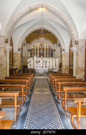 Jérusalem, Israël - 18 Avril 2015 : église de la Flagellation, selon les Évangiles sur ce lieu les soldats romains fait flageller Jésus Christ et p Banque D'Images