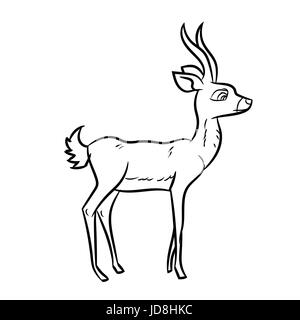 Croquis dessinés à la main, d'antilopes, noir et blanc isolé Cartoon Vector Illustration pour Livre à colorier - Ligne dessinée Vector Illustration de Vecteur