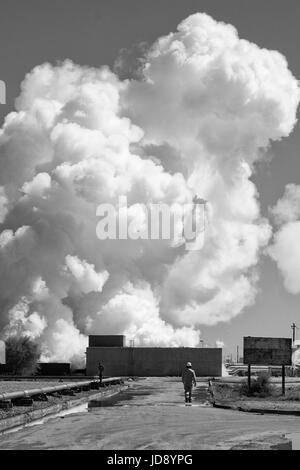 La vapeur géothermique centrale géothermique, CERRO PRIETO, Comision Federal de Electricidad. Le Mexique Banque D'Images