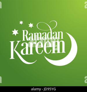 'Ramadan Kareem' fond vert. Ligne créative la typographie. Banque D'Images