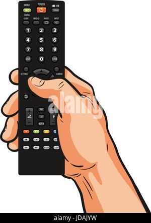 Télécommande en main. Télévision, vidéo, film, film concept. Cartoon vector illustration Illustration de Vecteur