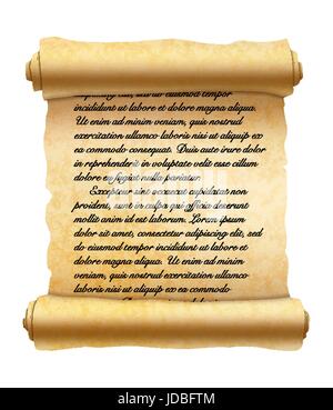 Résumé l'ancienne cursive manuscrite sur texte blanc texturé sur défilement Illustration de Vecteur