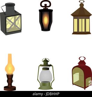 Ensemble de vintage camping vieille lampe pour la randonnée. vector illustration Illustration de Vecteur