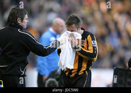 NICKY BARMBY AVEC nez en sang HULL CITY V PORTSMOUTH KC Stadium HULL ANGLETERRE 04 Avril 2009 Banque D'Images