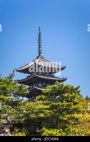 Le Temple Kofuku-ji pagode à Nara Park, Nara, Préfecture de Nara, l'île de Honshu, Japon. Banque D'Images