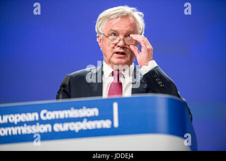 Bruxelles, Bxl, Belgique. 19 Juin, 2017. Secrétaire d'État britannique pour sortir de l'Union européenne David Davis donner une conférence de presse à l'issue d'une réunion au Conseil de l'UE à Bruxelles, Belgique le 19.06.2017 par Wiktor Dabkowski Wiktor Dabkowski/crédit : ZUMA Wire/Alamy Live News Banque D'Images