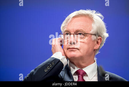 Bruxelles, Belgique. 19 Juin, 2017. Secrétaire d'État britannique pour sortir de l'Union européenne David Davis donne une conférence de presse à l'issue d'une réunion au Conseil de l'UE à Bruxelles, Belgique le 19.06.2017 par Wiktor Dabkowski | Conditions de crédit dans le monde entier : dpa/Alamy Live News Banque D'Images