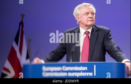 Bruxelles, Belgique. 19 Juin, 2017. David Davis, Secrétaire d'État à la sortie de l'Union européenne, conférence de presse Crédit : Andia/Alamy Live News Banque D'Images