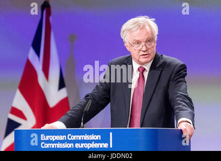 Bruxelles, Belgique. 19 Juin, 2017. David Davis, Secrétaire d'État à la sortie de l'Union européenne, conférence de presse Crédit : Andia/Alamy Live News Banque D'Images