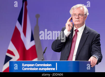 Bruxelles, Belgique. 19 Juin, 2017. David Davis, Secrétaire d'État à la sortie de l'Union européenne, conférence de presse Crédit : Andia/Alamy Live News Banque D'Images