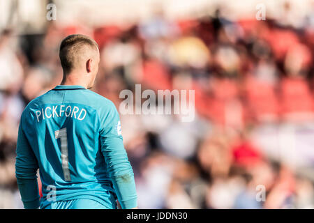 Kielce, Pologne. 19 Juin, 2017. La Jordanie Pickford (FRA) Football/Football : joueurs sous-21 Championship Pologne 2017 match du groupe A entre la Slovaquie 1-2 Angleterre à Kolporter Arena de Kielce en Pologne . Credit : Maurizio Borsari/AFLO/Alamy Live News Banque D'Images