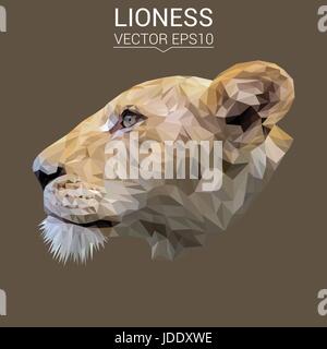 Lionne animal cat low poly design. Illustration vecteur de triangle. Illustration de Vecteur