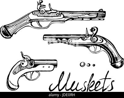 Définir différentes armes fusils Illustration de Vecteur