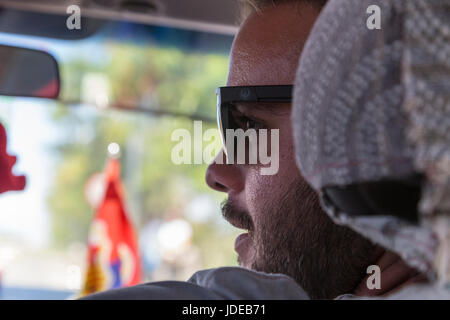 Dans un taxi touristique cubaine à Cayo Coco, Cuba Banque D'Images
