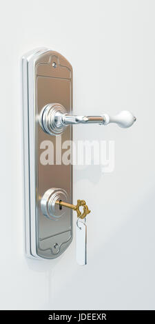 Illustration 3d d'une poignée de porte avec porte clés Banque D'Images