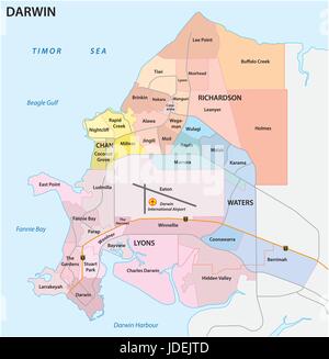 Darwin road,carte politique et administrative Illustration de Vecteur