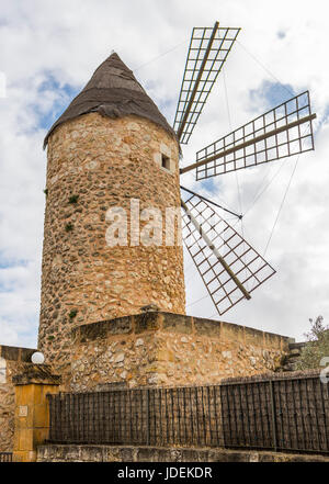 Moulin à vent, moulin à céréales, type Molino Harinero - Torre Ancha, à Sineu, Majorque, Espagne, Europe Banque D'Images