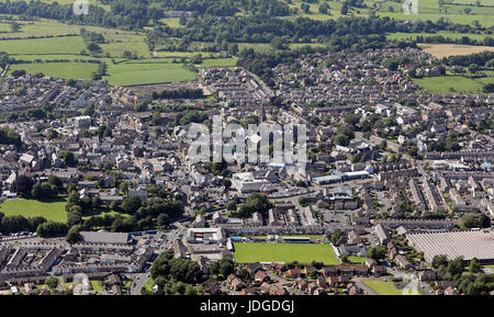 Vue aérienne de la ville de Clitheroe Lancashire, Royaume-Uni Banque D'Images