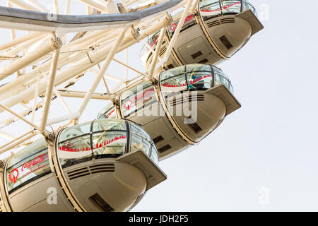 Londres, Angleterre - 3 Avril 2017 : Détail de l'Oeil de Londres (London, UK). Millenium Eye est la plus grande roue, 135 mètres de haut et 120 mètres de large en Banque D'Images