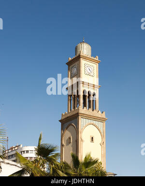 Tour de l'horloge dans la vieille Médina de Casablanca, Maroc Banque D'Images