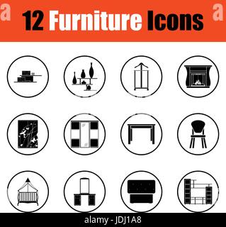 Accueil mobilier icon set. Cercle mince de conception. Vector illustration. Illustration de Vecteur