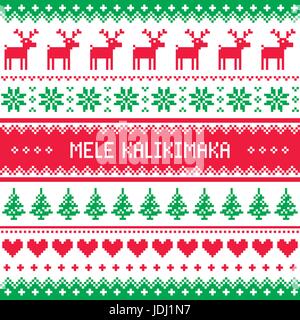 Mele Kalikimaka - Joyeux Noël carte de voeux en hawaïen, modèle sans couture Illustration de Vecteur