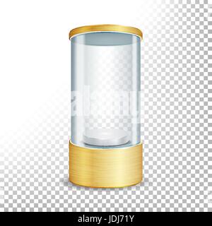 Verre vide Showcase Podium avec Spotlight et d'Étincelles. Or rond blanc Pour voir la pièce et de l'affichage de votre produit. Vector réaliste. Fond transparent Illustration de Vecteur