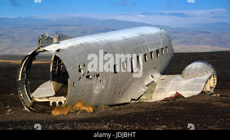 L'Europe, la Scandinavie, l'Islande, d'aéronefs wreck , Europa, Skandinavien, Island, Flugzeugrack Banque D'Images