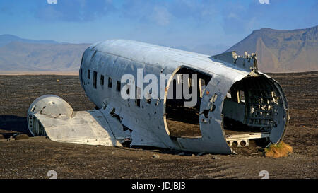 L'Europe, la Scandinavie, l'Islande, d'aéronefs wreck , Europa, Skandinavien, Island, Flugzeugrack Banque D'Images