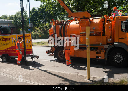 14.06.2017, Berlin, Allemagne, Europe - hydrocurage à Berlin Wittenau. Banque D'Images