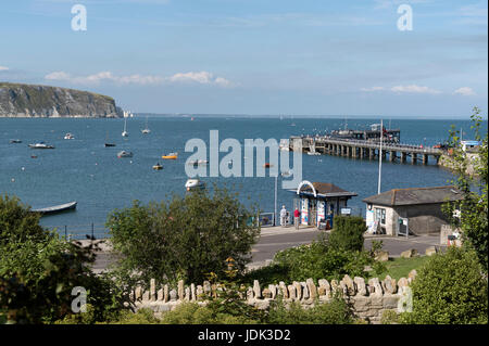 Swanage Pier et la côte jurassique Dorset England UK. Juin 2017. Banque D'Images